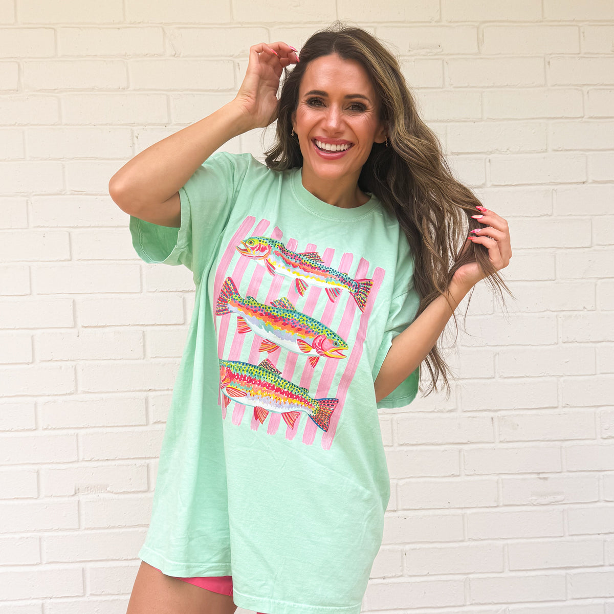 Colorful Trout, Retro Fishing, Preppy Rainbow Fish, Summer, Fishing, Lake, Fishing T-shirt