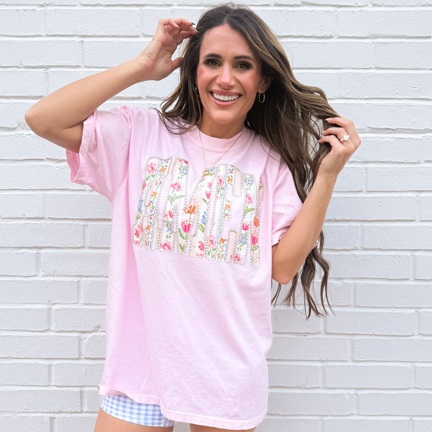 Amen Spring Floral FAUX Pearl, Christian Spring, Vintage Faith Shirt , FAUX Patchwork Flower Lettering Tshirt (Website)