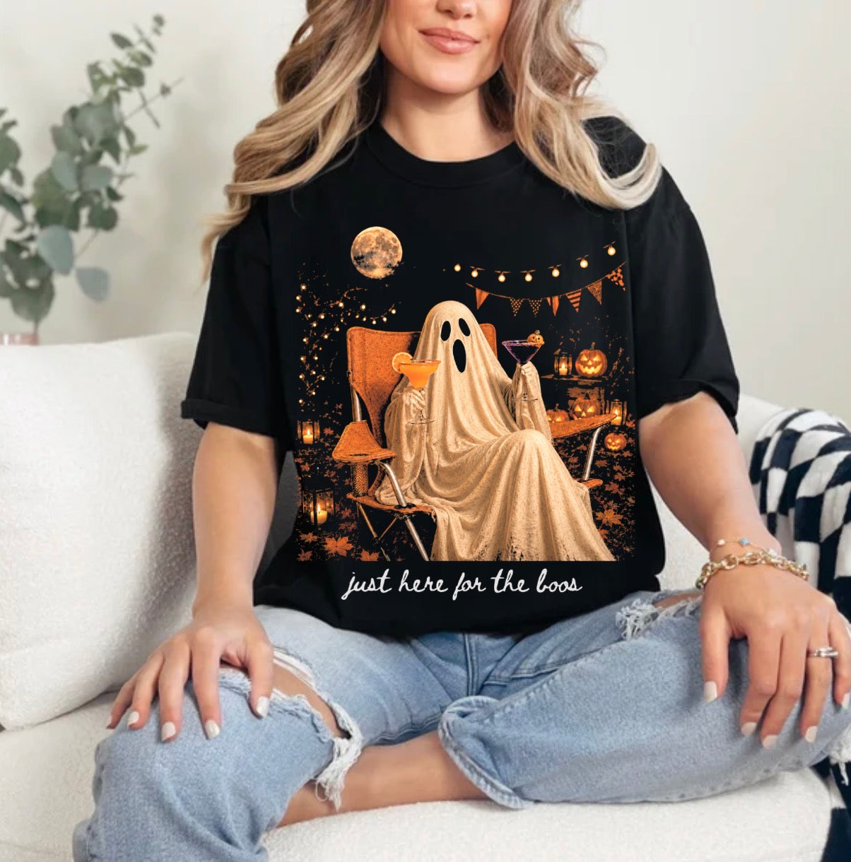 Just Here For The Boos, Halloween, Funny Halloween, Ghost, Trending T-shirt
