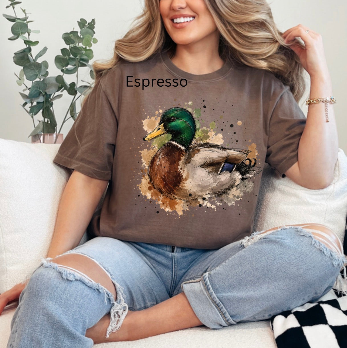 Watercolor Mallard Duck, Duck Hunting, Hunting season, Trendy Watercolor T-shirt