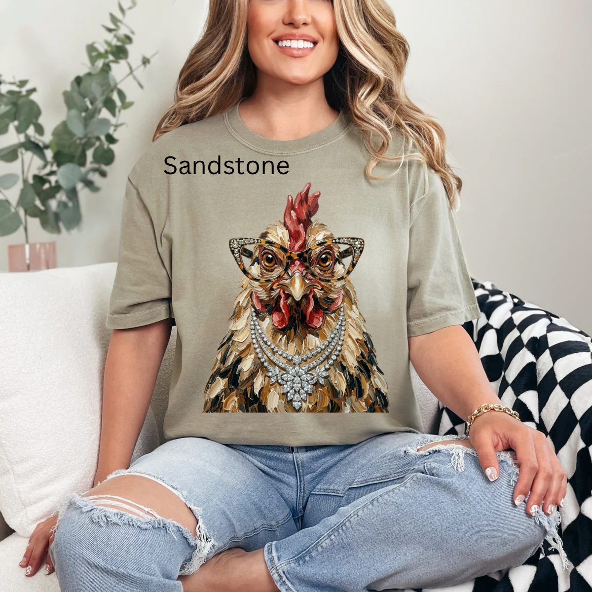Glam Chicken, Bling, Boujee, Leopard, Preppy Animal, Hunting Season Tshirt
