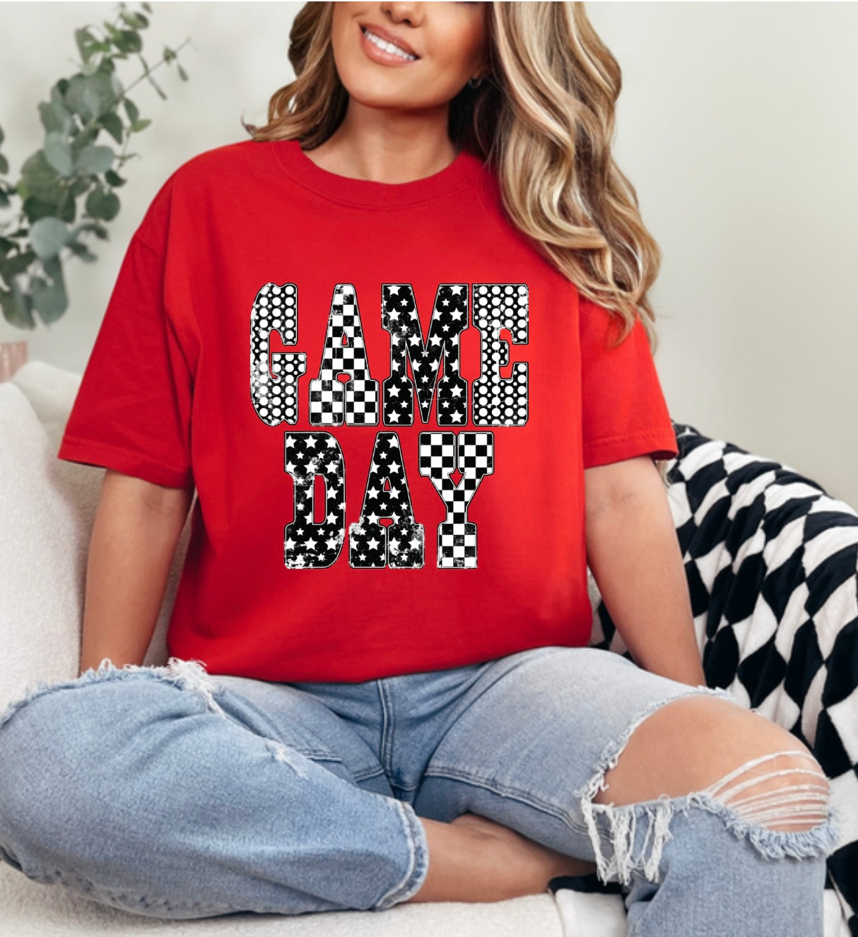 Black & White Patterns Game Day Tshirt