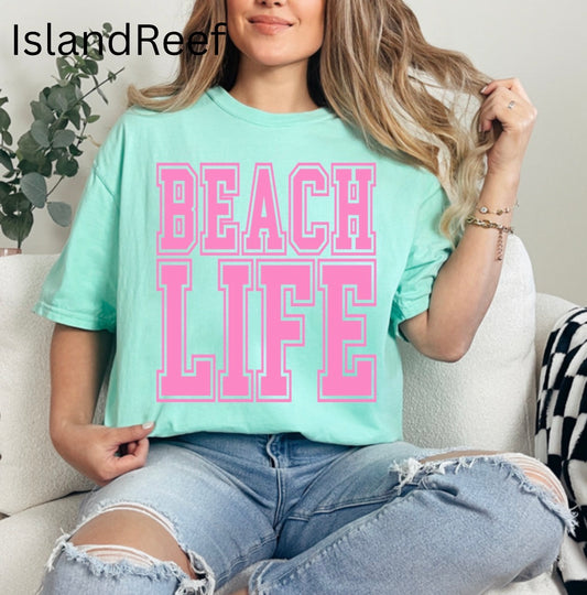 Neon Beach Life, Beach Life, Summer, Neon, Trendy, Summer Shirt, Distressed Beach, Lake, Pool, River T-shirt