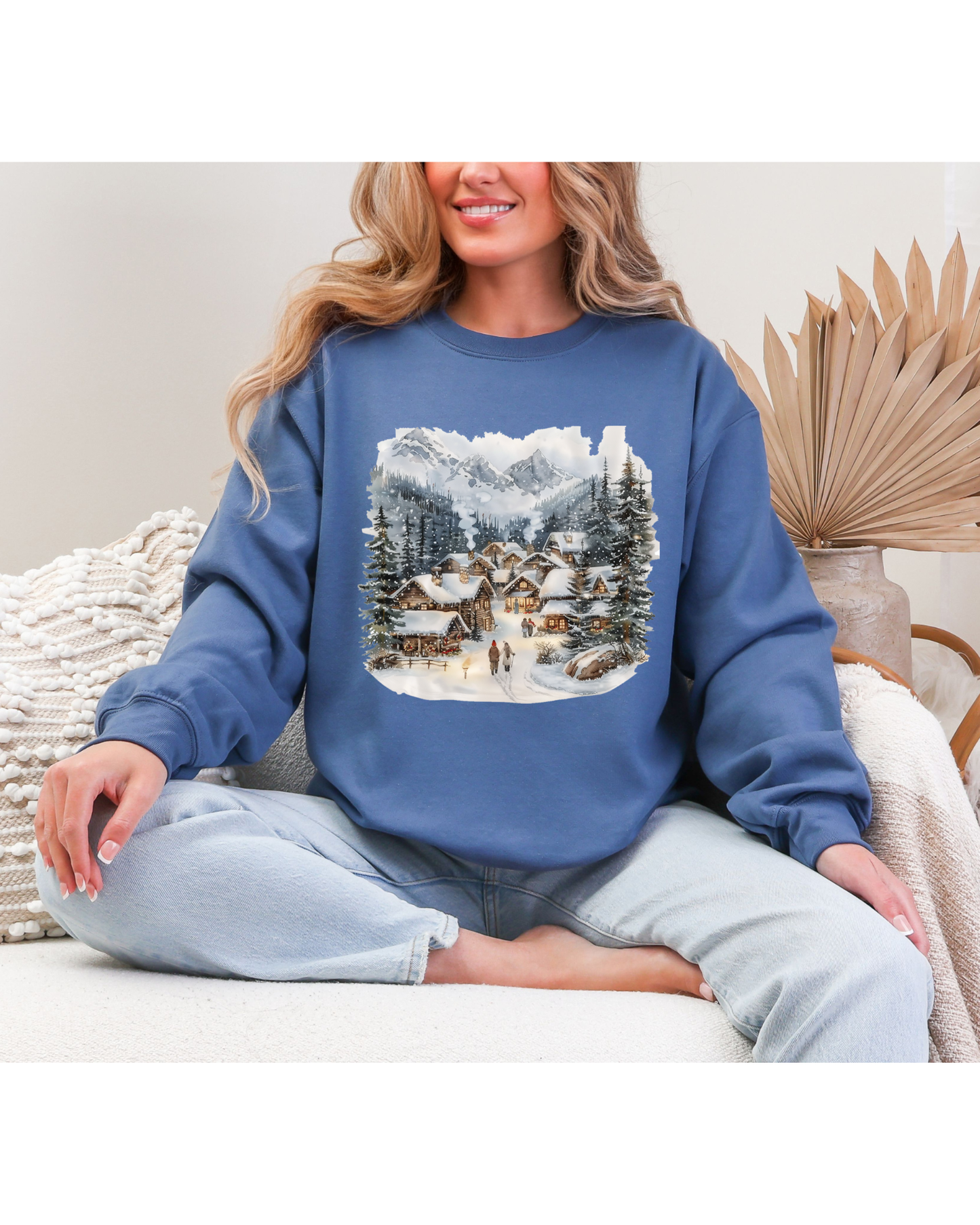 Vintage SmallTown Christmas Mountain Holiday Sweatshirt