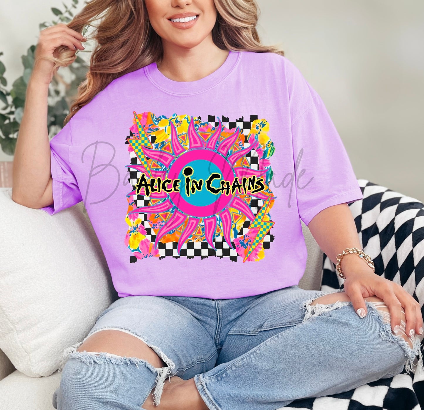 Neon @lice N ch@ins Band Tshirt