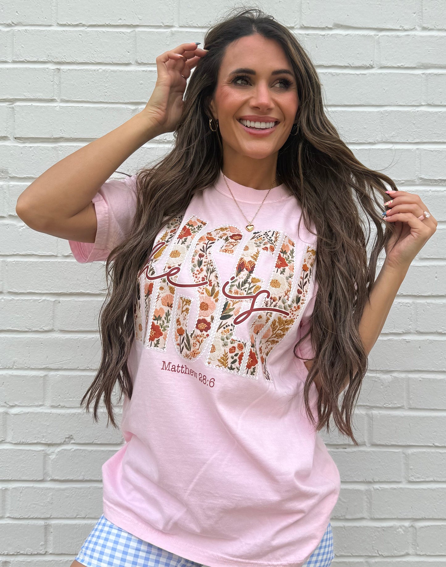 He Is Risen Floral, Matthew 28:6, Easter, Christian, Religious, Spring, Faith, Easter Tshirt (Website)