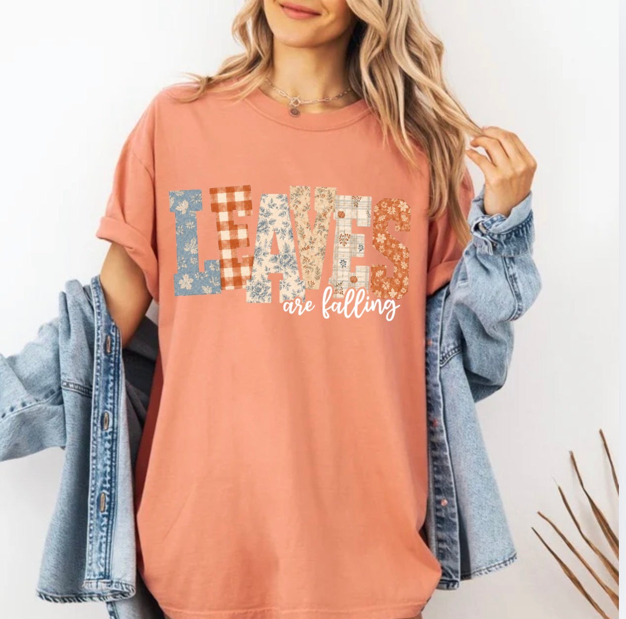 Flannel Leaves Falling, Fall, Autumn, Cozy Fall, Pumpkin Vibes, Trendy Fall T-shirt