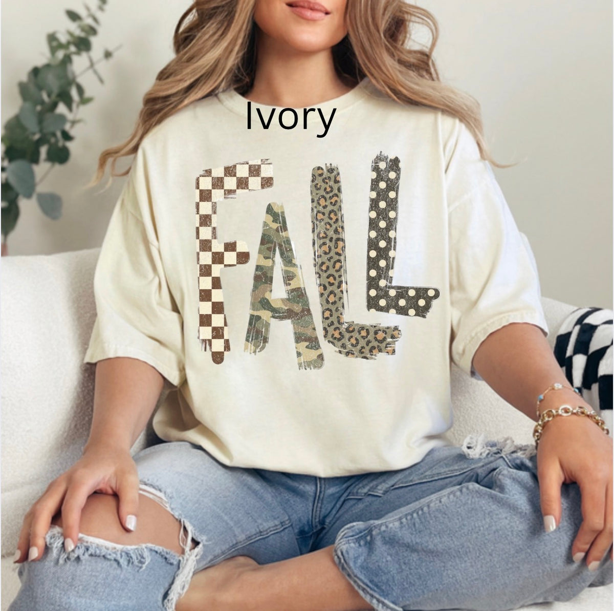 Patterned Fall, Checkered, leopard, camo, Distressed Autumn, Girly, Trendy T-shirt