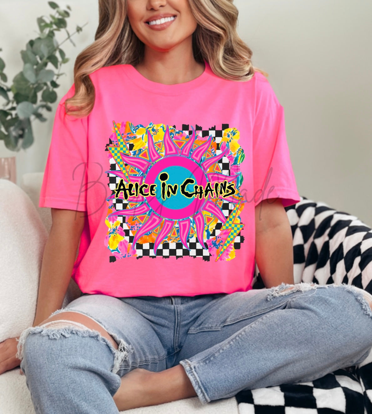 Neon @lice N ch@ins Band Tshirt