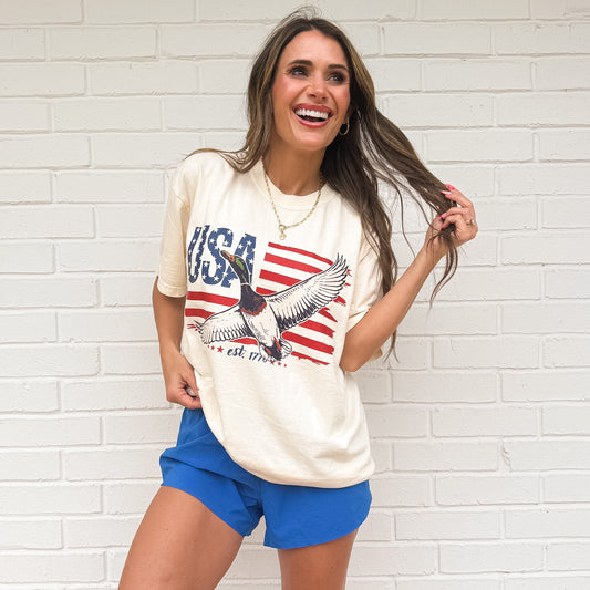 Mallard Duck, USA, Patriotic, 4th of July, America 250, Hunting Duck T-shirt