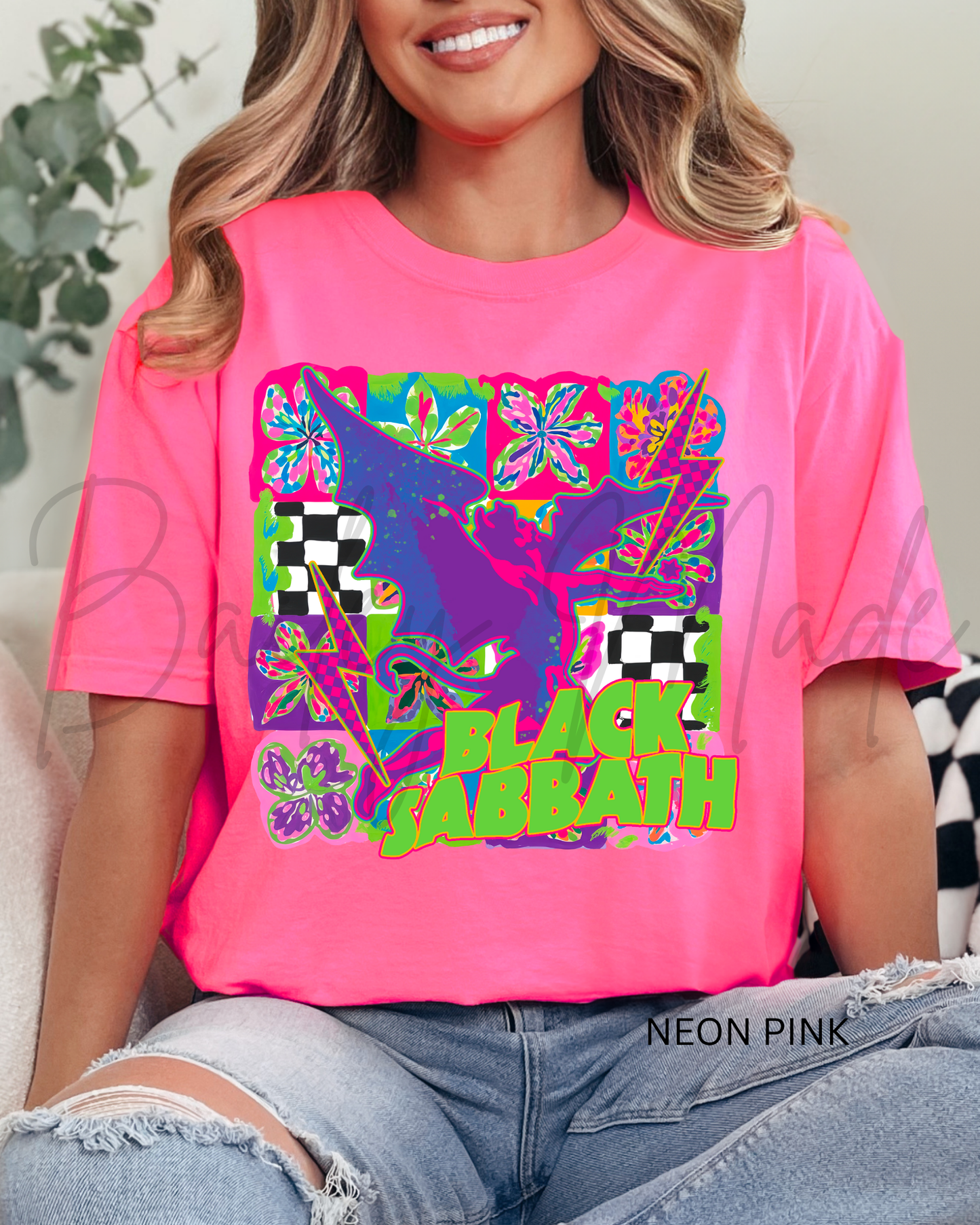 Neon Blk S@b Band Tshirt