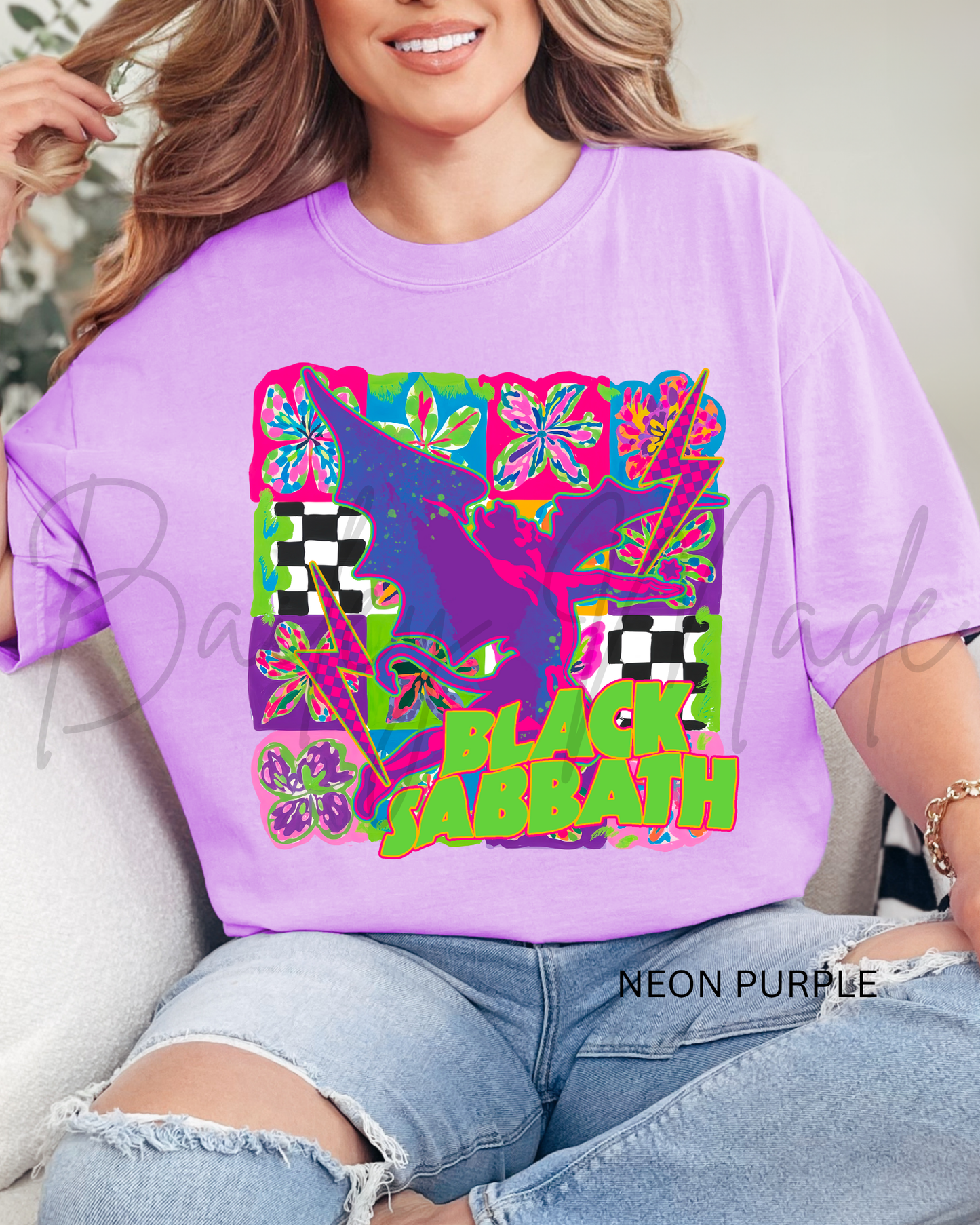 Neon Blk S@b Band Tshirt