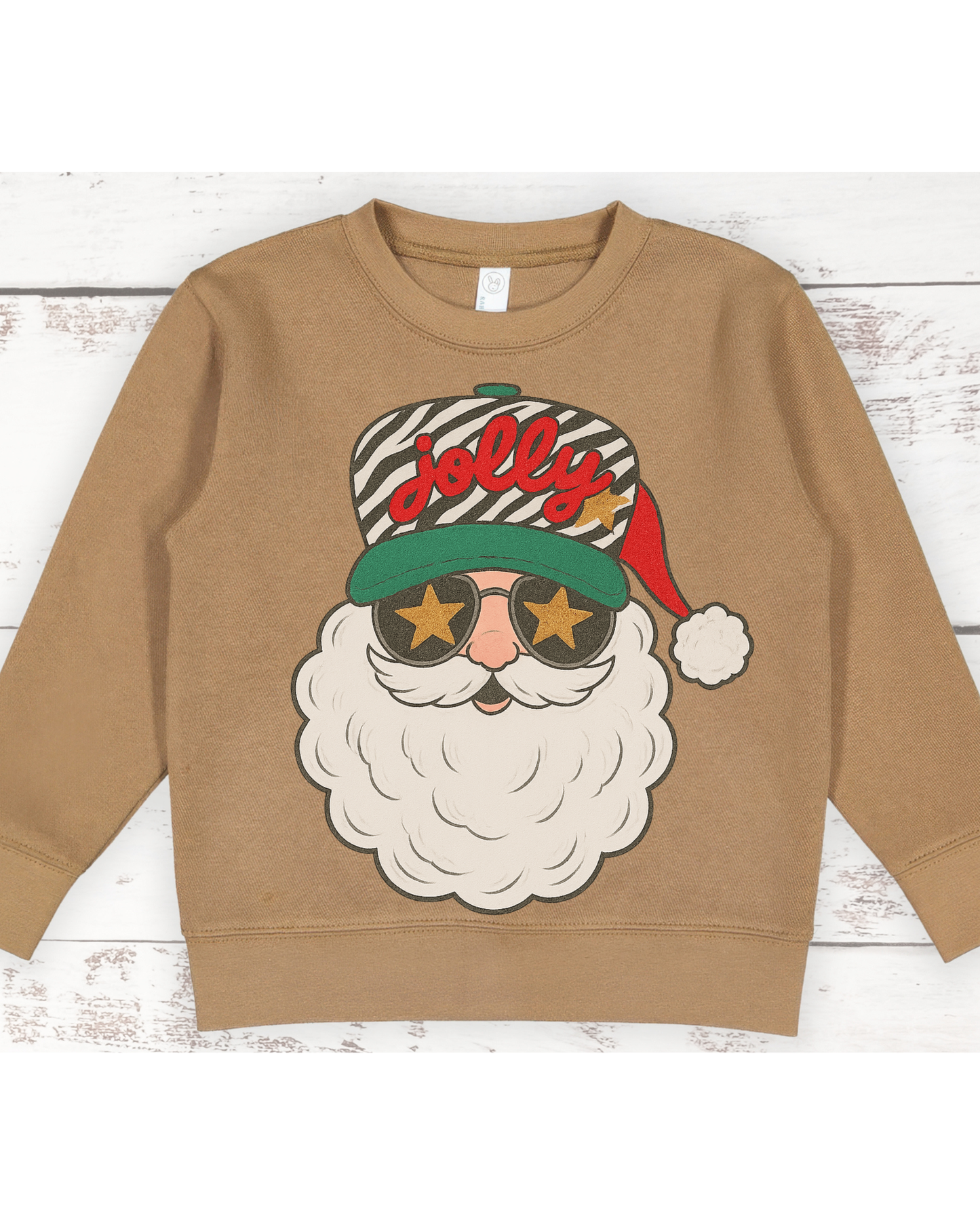 Zebra Trucker Hat Santa,  Funky Jolly Claus with Sunglasses & Hat, Retro santa holiday Sweatshirt