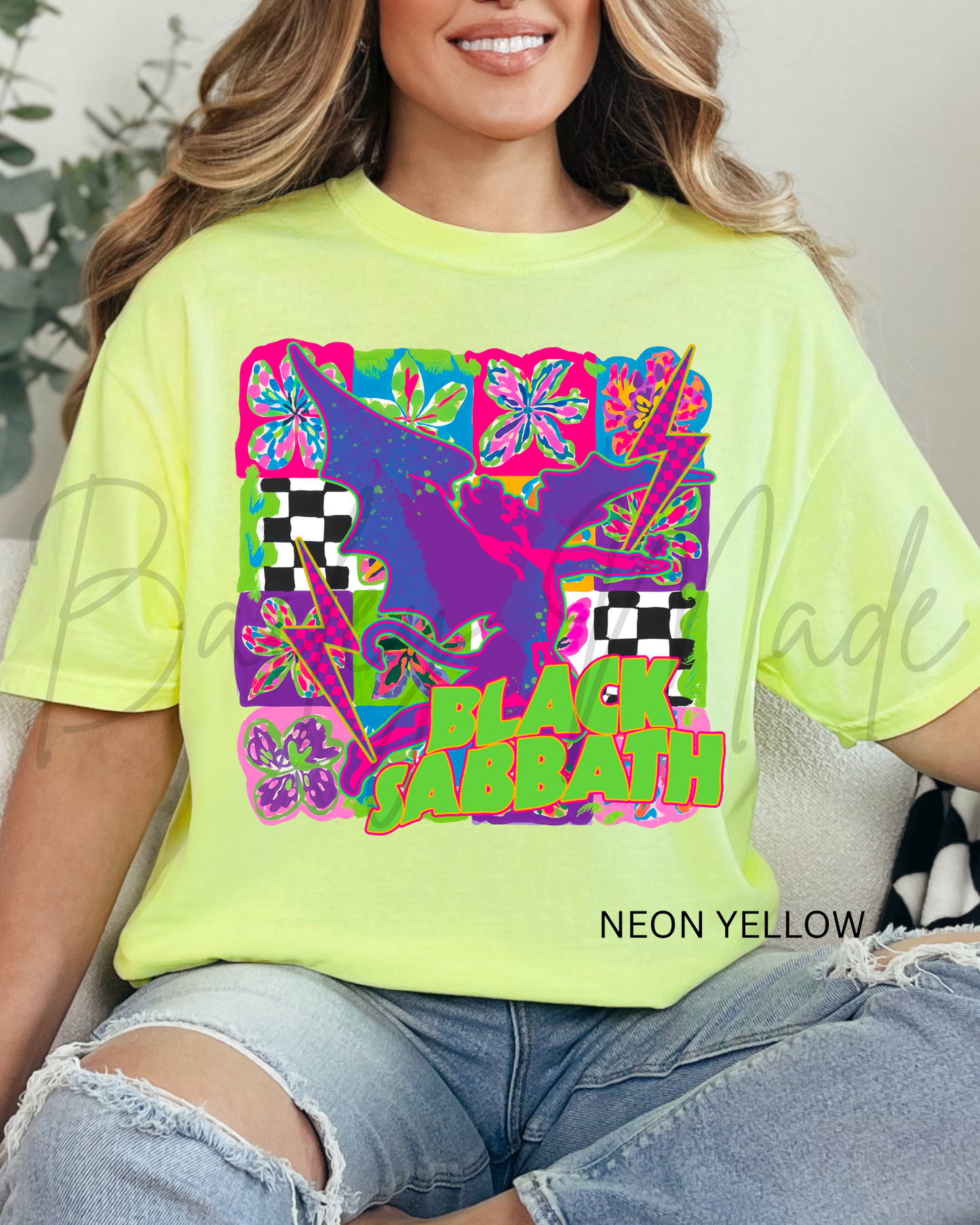 Neon Blk S@b Band Tshirt
