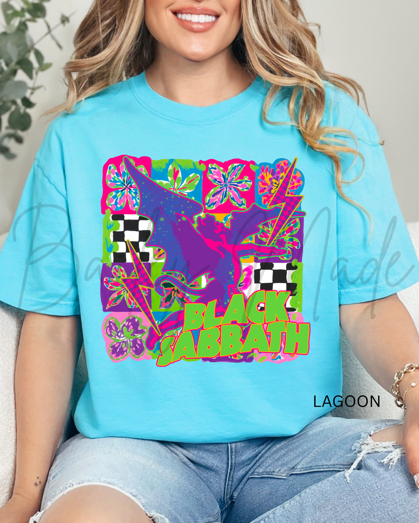 Neon Blk S@b Band Tshirt