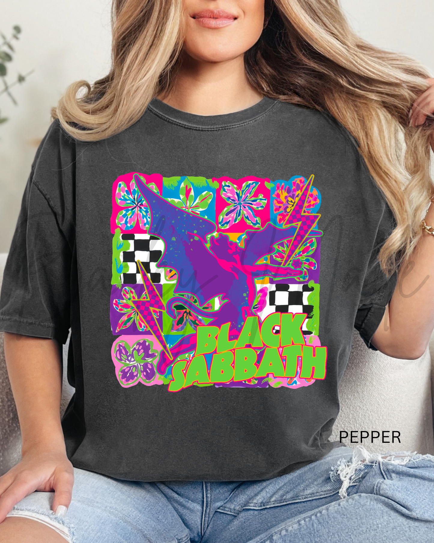 Neon Blk S@b Band Tshirt