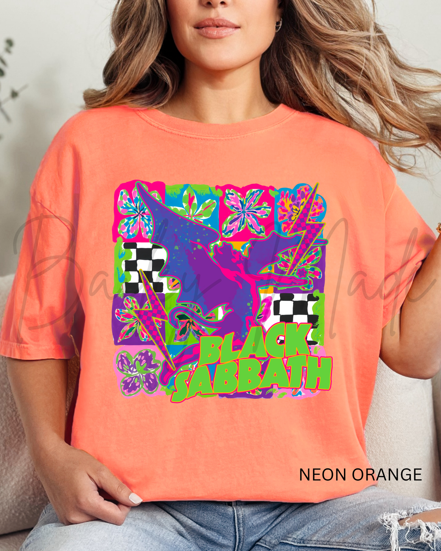 Neon Blk S@b Band Tshirt