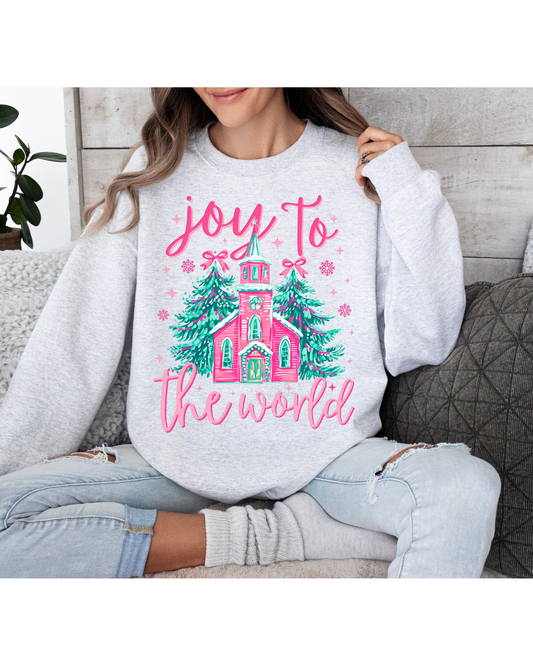 Joy to the World, Chapel Christmas,Watercolor Holiday Sweatshirt