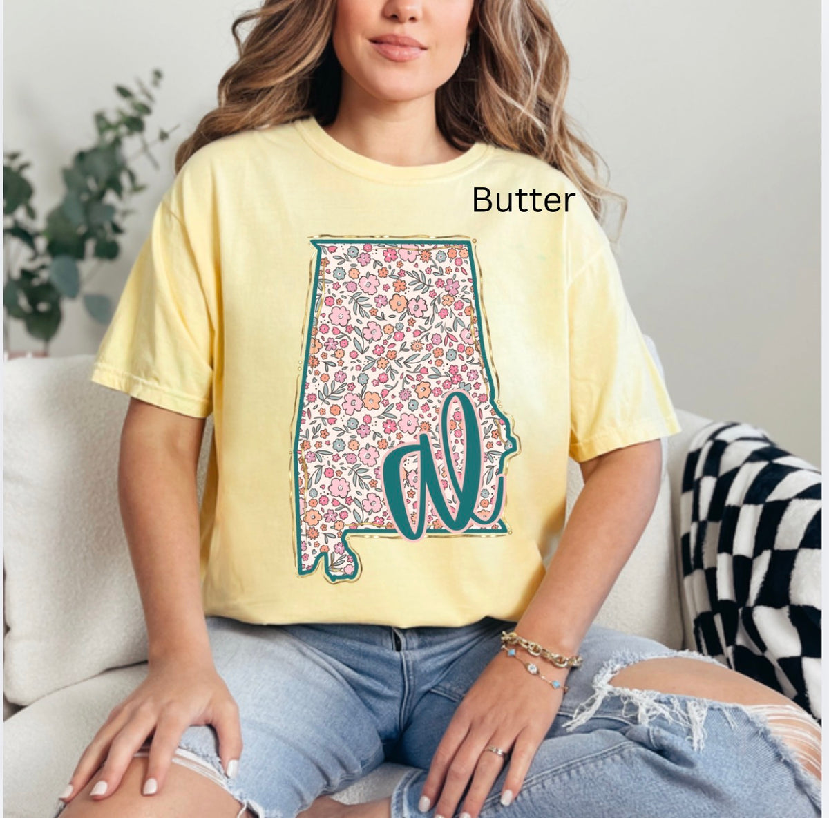 Floral state, 50 states, Texas, Louisiana, Alabama, Alaska, trendy state T-shirt