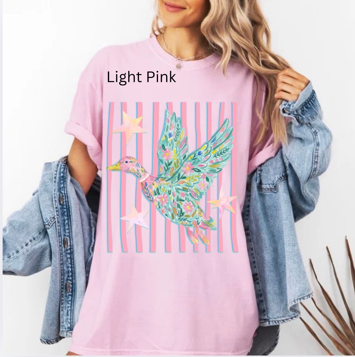 Striped Mallard, Striped Goose Summer, Floral mallard, trendy T-shirt