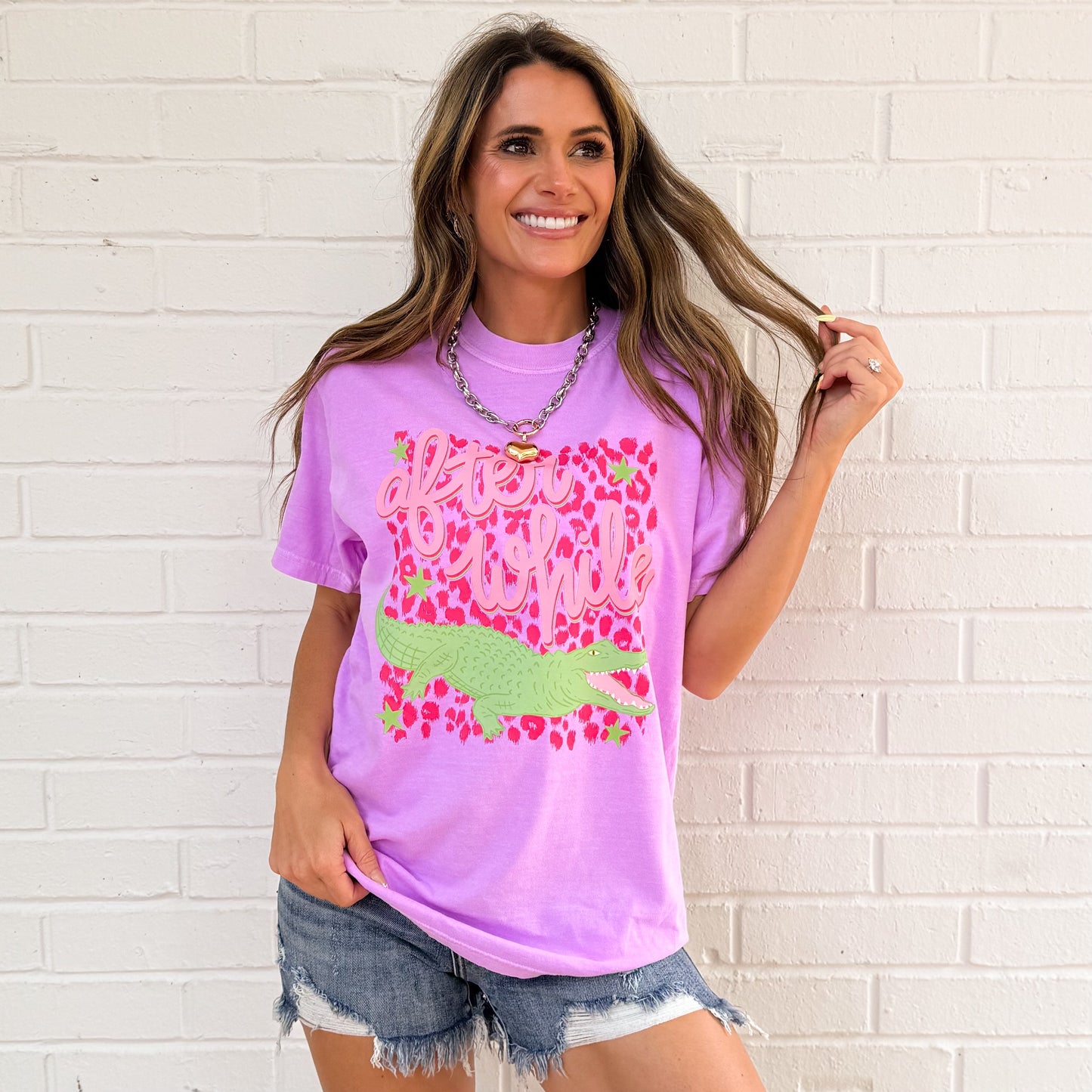 Pink Leopard after while crocodile, After While Crocodile, Funny Sarcastic Alligator, Preppy Leopard Girly, Trendy T-shirt