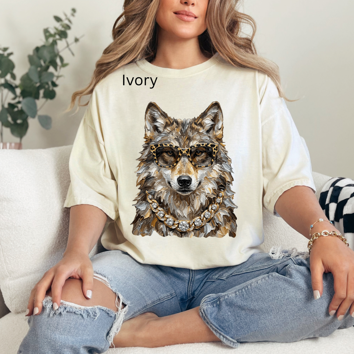 Glam Wolf, Bling, Boujee, Leopard, Preppy Animal, Hunting Season Tshirt