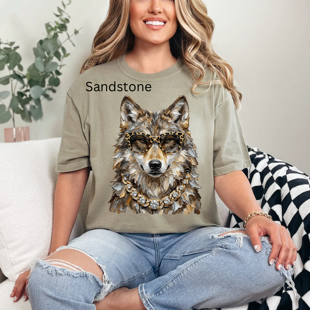 Glam Wolf, Bling, Boujee, Leopard, Preppy Animal, Hunting Season Tshirt