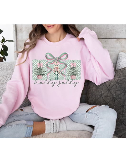Holly Jolly , Watercolor Nutcracker, Holiday Sweatshirt
