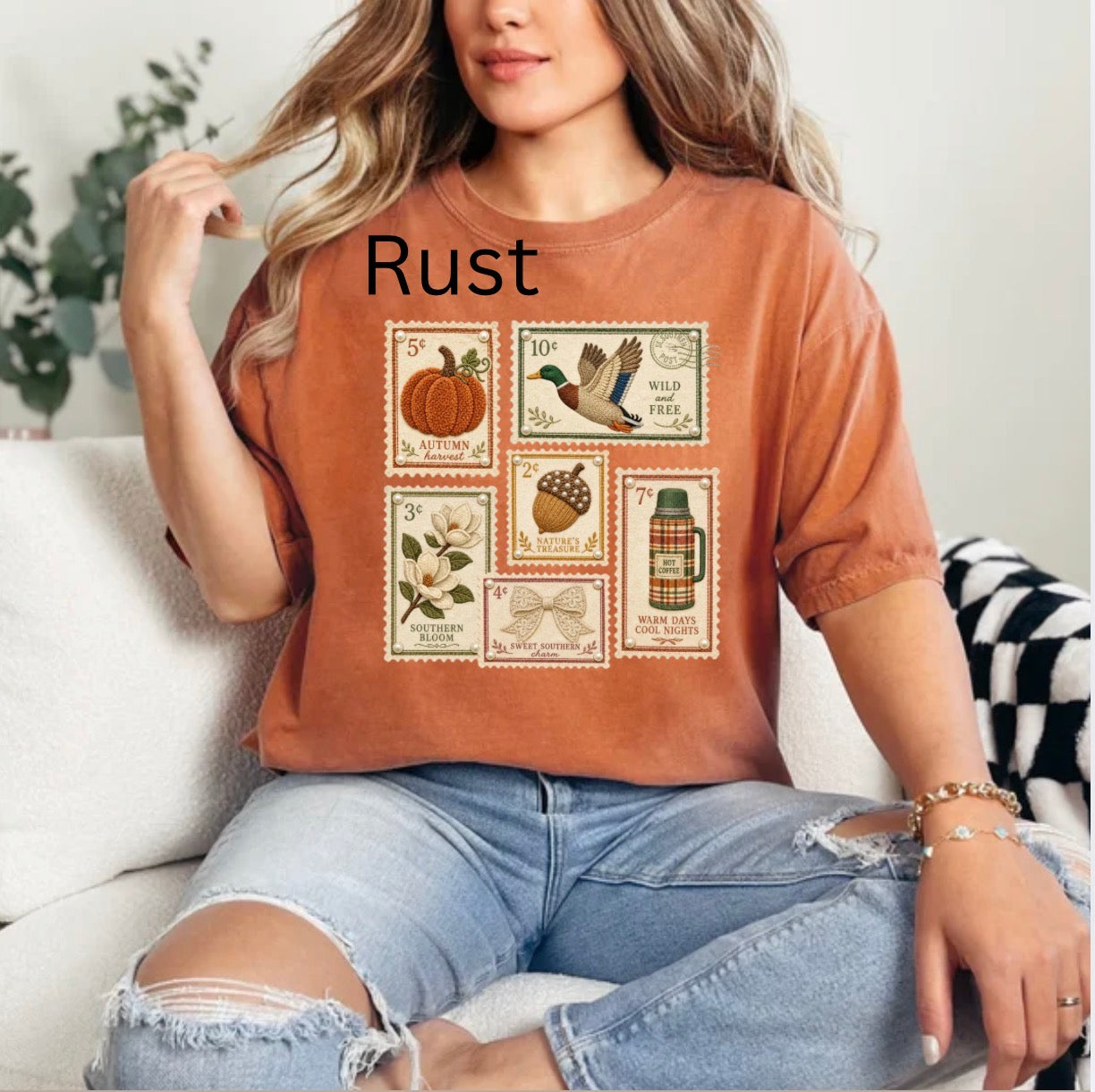 Fall Postage Stamp, Vintage Autumn Stamp, Cozy, Fall, Retro, Coquette, Trendy T-shirt