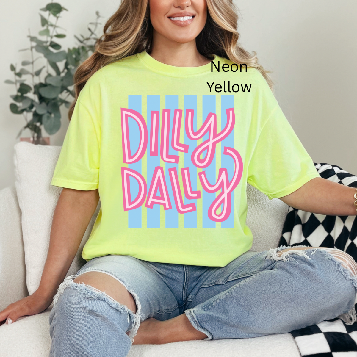 Striped Dilly dally, colorful stripe, preppy girly, spring summer, funny trendy T-shirt