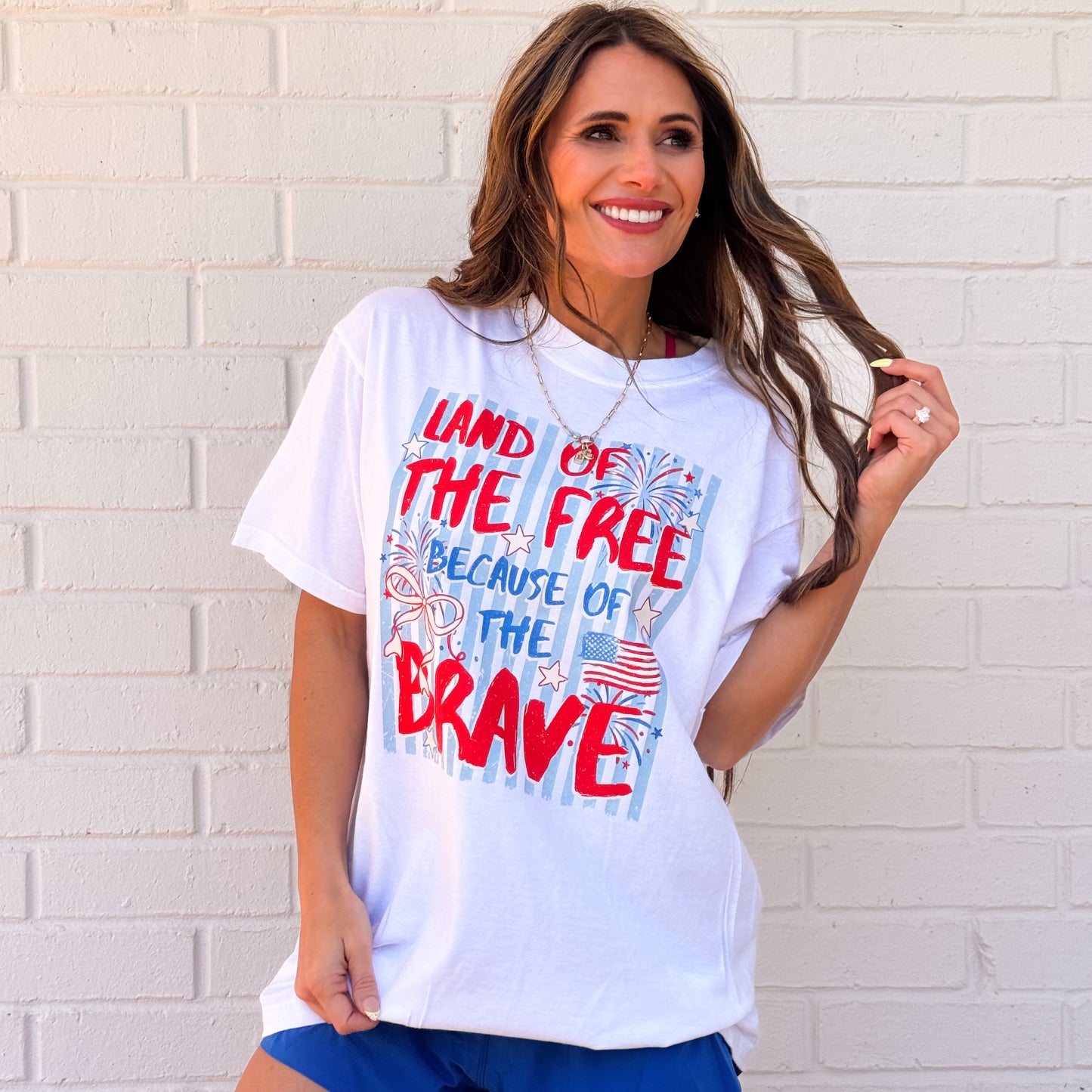 Land Of The Free Because Of The Brave, Retro 4th of July, America Coquette, Retro USA, Independence Day, Patriotic Tshirt
