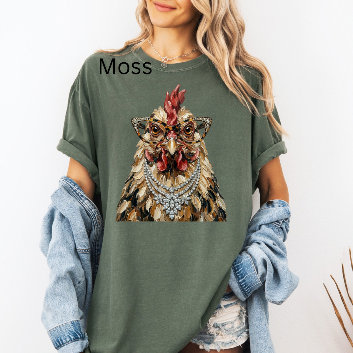 Glam Chicken, Bling, Boujee, Leopard, Preppy Animal, Hunting Season Tshirt