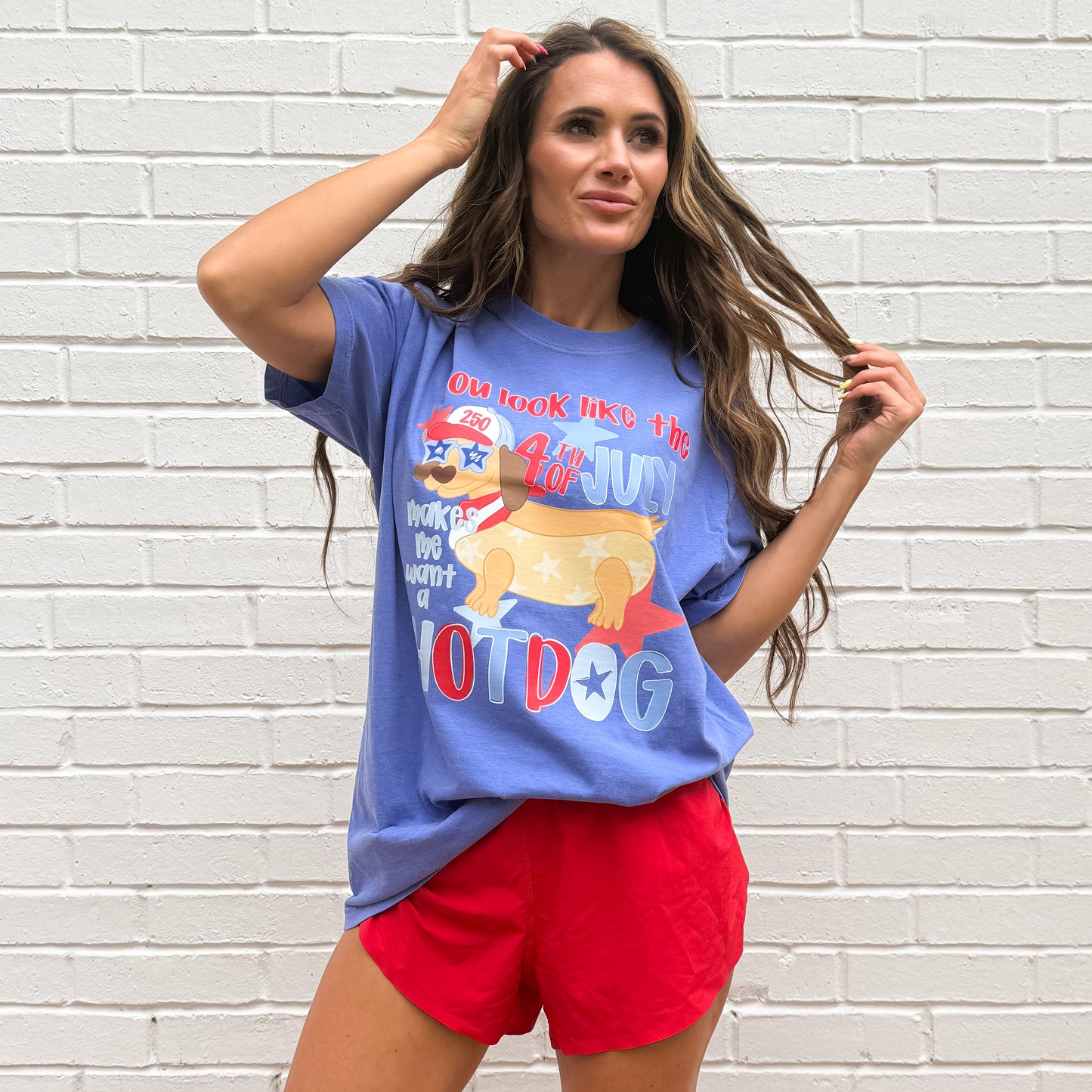 4th of July Hotdog Dog, Dachshund Patriotic, 4th Of July, Funny, Hotdog, Red White Blue t-shirt