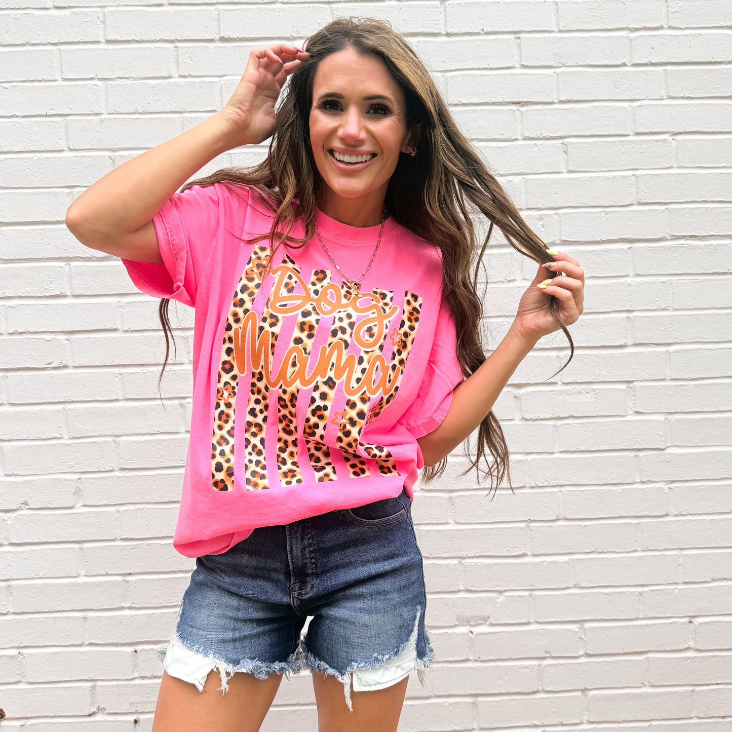 Striped Dog Mama, Dog Mom, Trendy, Floral Mom, Dog Lover T-shirt