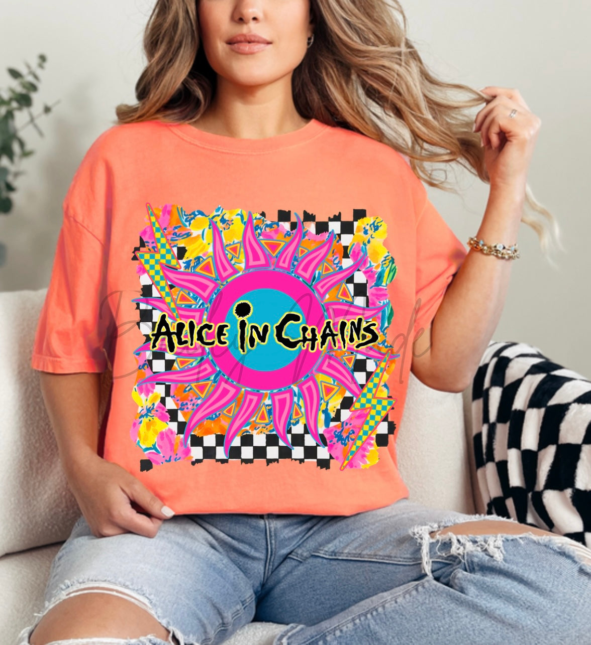 Neon @lice N ch@ins Band Tshirt