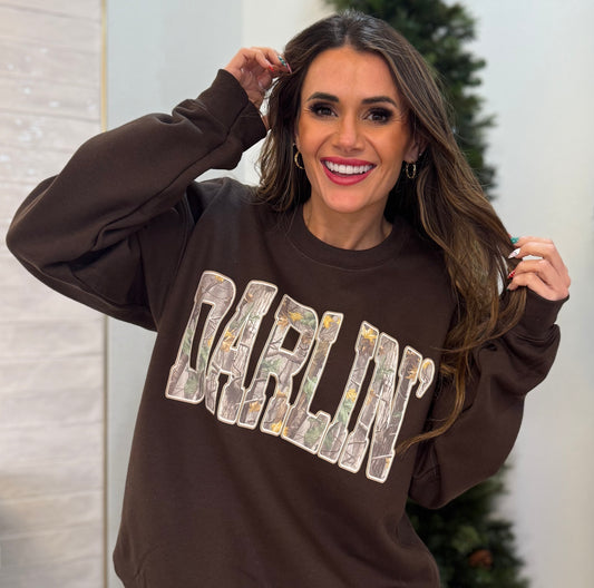 Retro Camo Western Darlin, Retro Camo, Country Distressed Cowboy Quote, Camouflage Design, Western Concert, Southern Sweatshirt