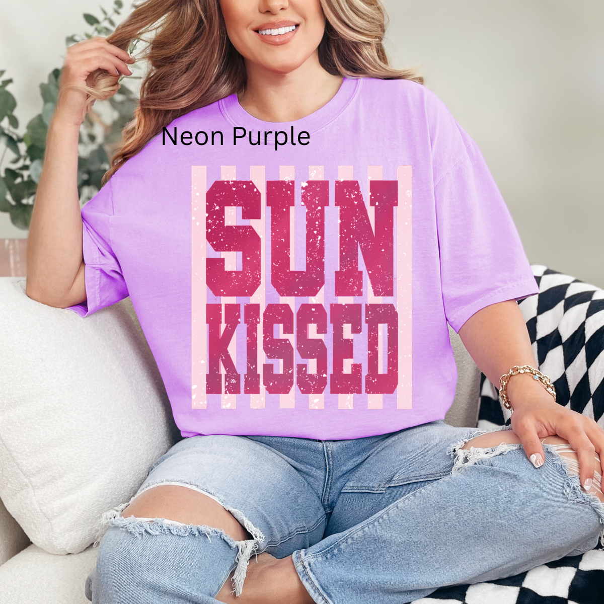 Striped Sun kissed, Summer, girly Aesthetic, Trendy Summer tshirt