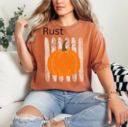 Distressed pumpkin stripes, fall, cozy season, fall vibes, Halloween, pumpkins, vintage fall t-shirt