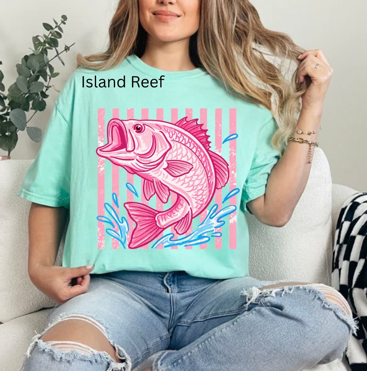 Pink Striped Bass, Coastal Fishing, Beach Ocean Fish, Summer Fish, Sea Life, Fishing Lover T-shirt