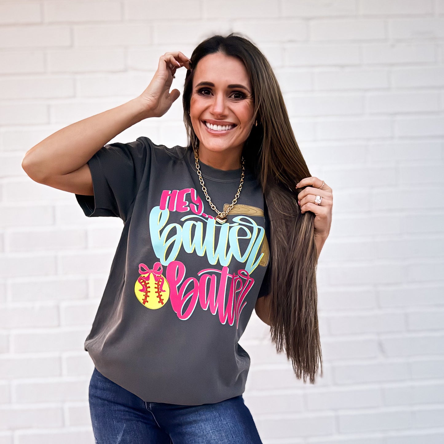 Hey Batter Batter Softball And Baseball- Cute Softball Baseball - Gold Foil Baseball - Sweatshirt (Copy)