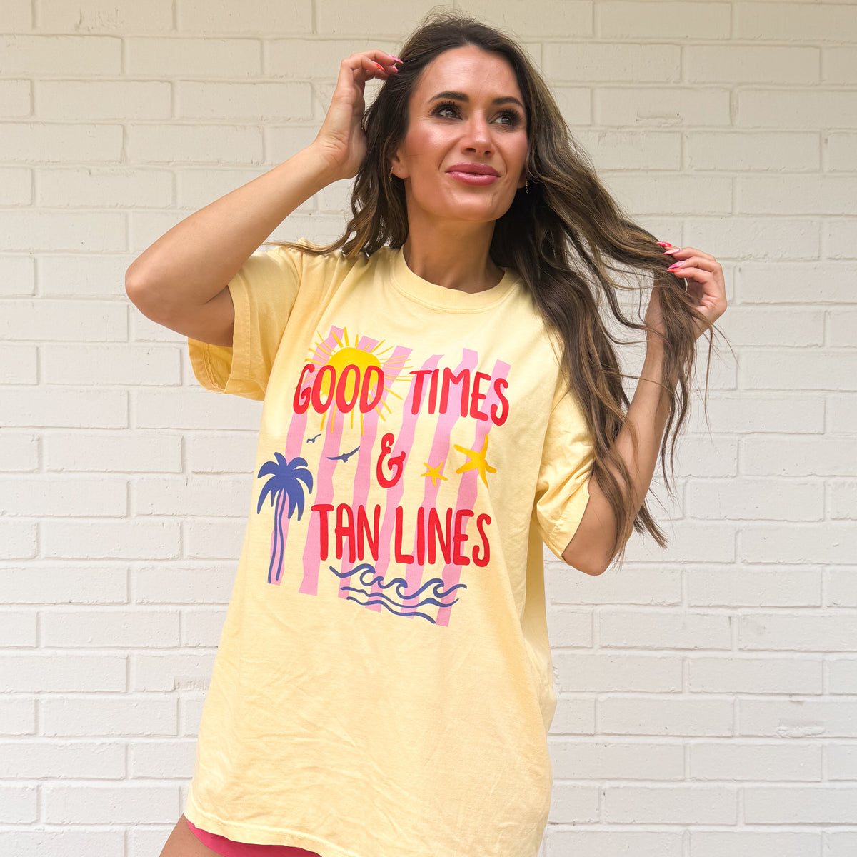 Good Times And Tan Lines, Summer, Beach, Tropical, Summer Vacation T-shirt