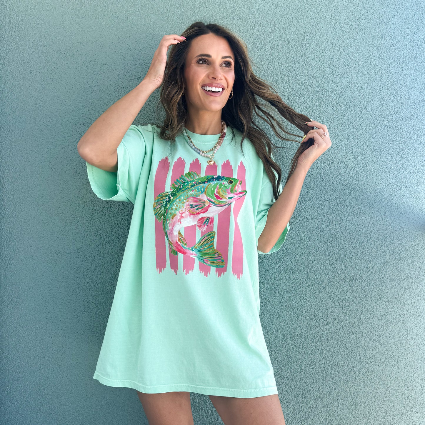 Lake Life Bass, Fish, Preppy fish, Summer, Fishing, Colorful Fish, Glitter Fish T-shirt