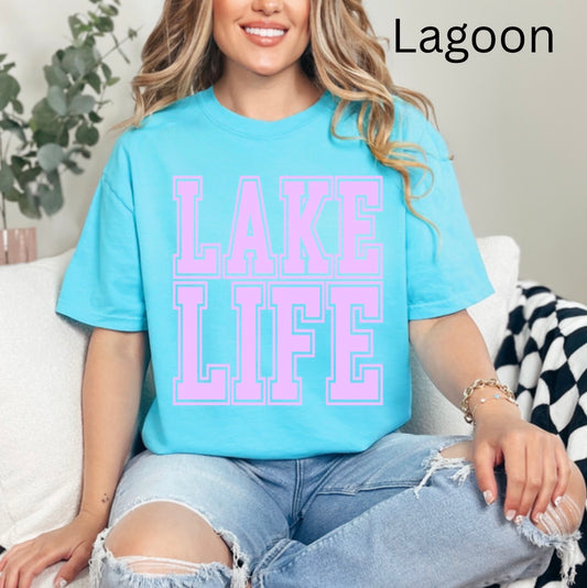 Neon Lake Life, Beach Life, Summer, Neon, Trendy, Summer Shirt, Distressed Beach, Lake, Pool, River T-shirt