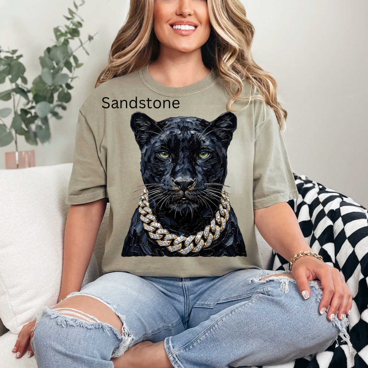 Glam Panther , Bling, Boujee, Leopard, Preppy Animal, Hunting Season Tshirt