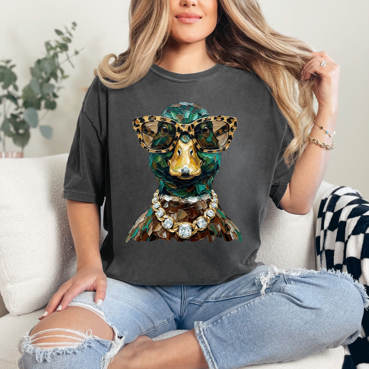 Glam Mallard Duck, Bling, Boujee, Leopard, Preppy Animal, Hunting Season