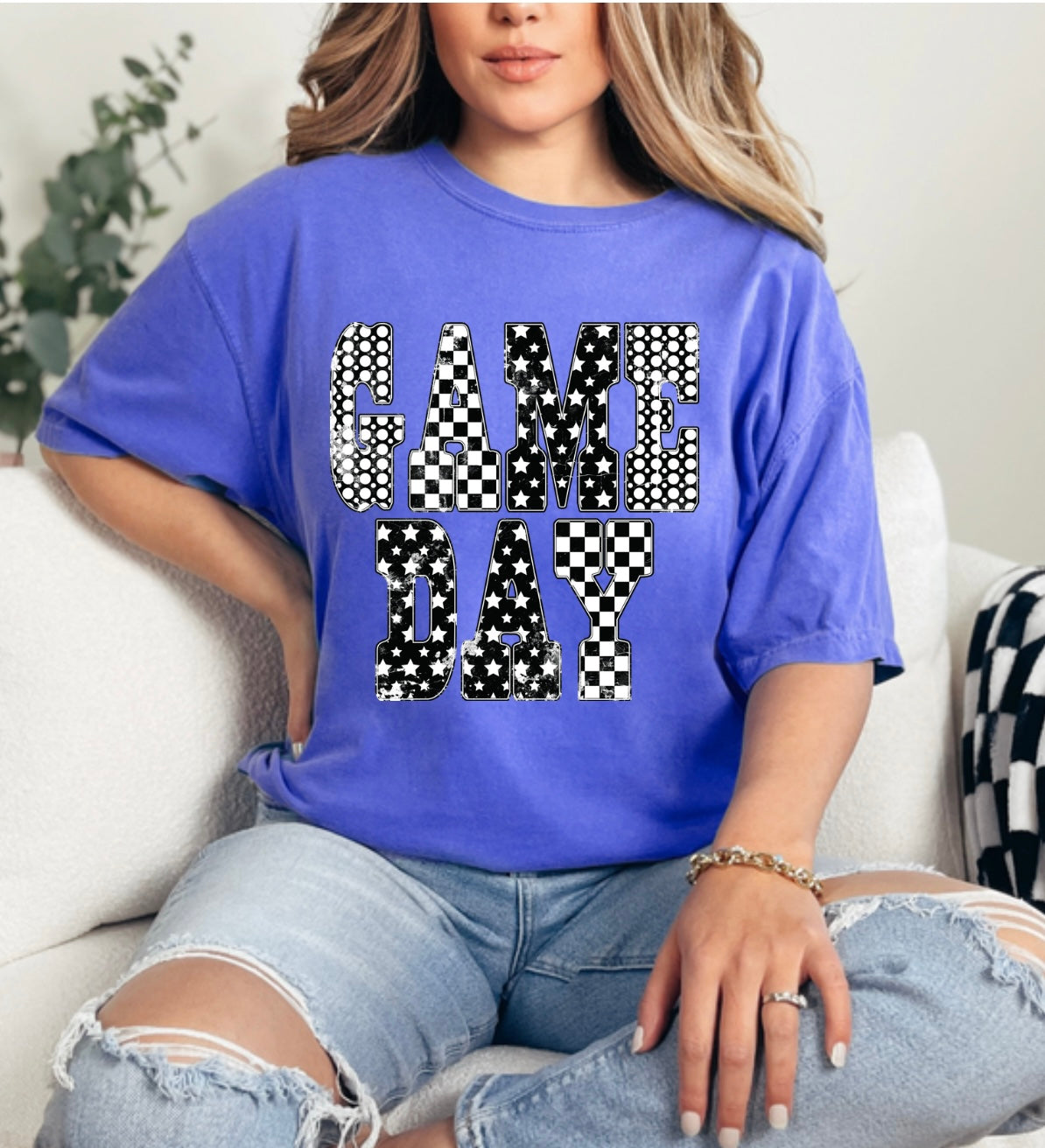 Black & White Patterns Game Day Tshirt