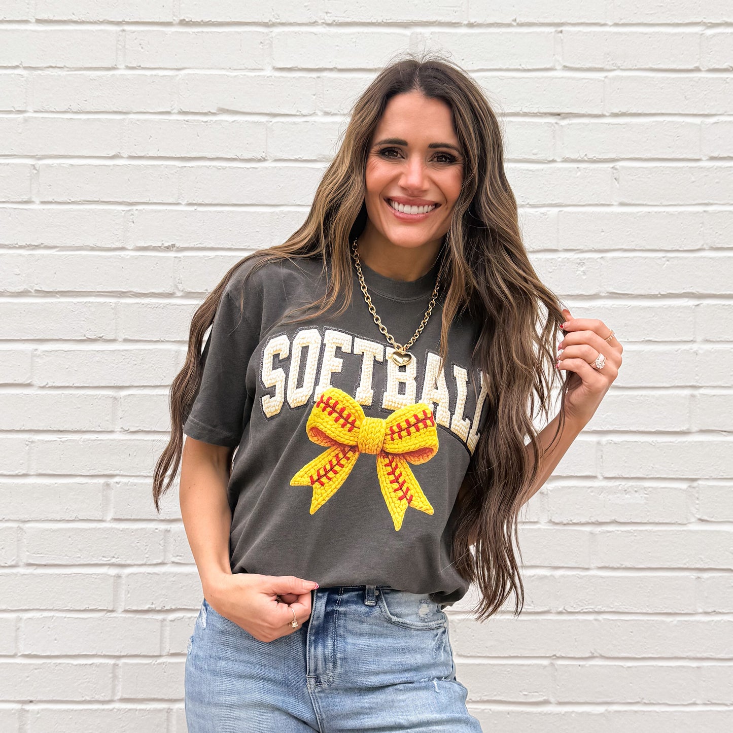 FAUX Bow Yarn Softball or Baseball Bow, Crochet Sports, Softball Mom Sweatshirt Website