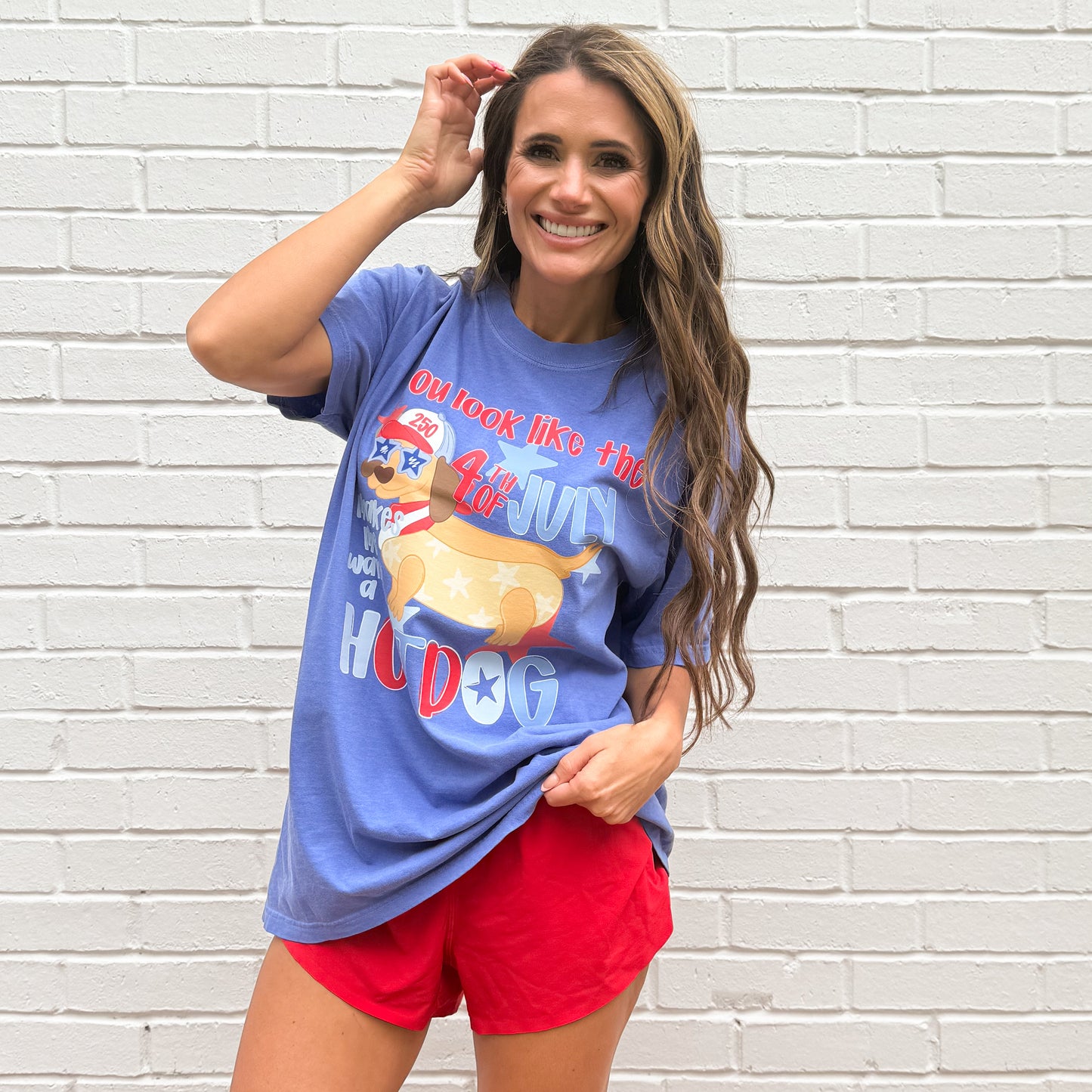 4th of July Hotdog Dog, Dachshund Patriotic, 4th Of July, Funny, Hotdog, Red White Blue t-shirt