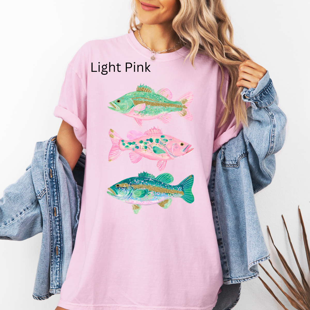 Preppy Glitter Fish, Bass Coastal Beach, Fishing, Bass, Summer, Ocean Summer T-shirt