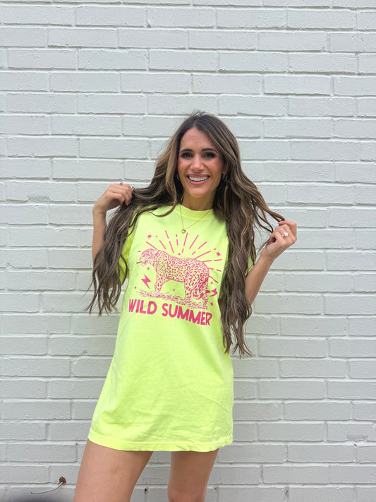 Wild Summer Leopard | Retro Cheetah | Summer | Neon | Wild | Retro Tshirt (Website)